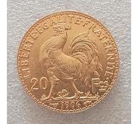FHKQMLFQ Réplique de pièce commémorative de 20 francs Coq 1898-1906, Franc français, 1906