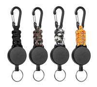 Fhlbestyu 2/4 PCS Porte-clés Extensibles, Porte Badges Mousqueton, Yoyo Enrouleur Rétractable de 60 cm avec Renforcé et Résistant