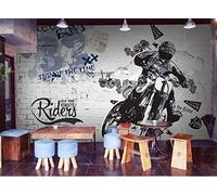 FHOMEY Papier peint intissé 3D Rétro Nostalgique Européenne Moto Voiture Papier Peint Mural Bar Café Thé Boutique Restaurant Fond Mur Tissu Papier Peint-250 * 175 Cm