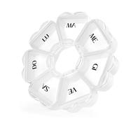 FHORAIN Organisateur de pilules 7 jours, récipient rond en forme de fleur, porte-pilules pour vitamines et suppléments (blanc transparent)