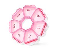 FHORAIN Organisateur de pilules 7 jours, récipient rond en forme de fleur, porte-pilules pour vitamines et suppléments (rose transparente)