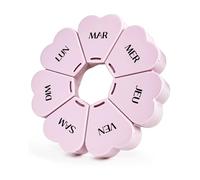 FHORAIN Pilulier Hebdomadaire en Forme de Fleur, 7 Compartiments, mignon, rond, Organisateur huiles de poisson de Médicaments et Vitamines (Opaque Rose)
