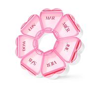 FHORAIN Pilulier rond en forme de cœur avec 7 grands compartiments pour la semaine, adapté aux voyages, organisateur de vitamines (rose transparent)