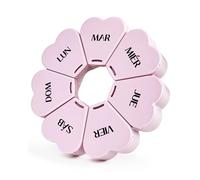 FHORAIN Pilulier rond en forme de cœur avec 7 grands compartiments pour la semaine, idéal pour les voyages, organisateur de vitamines (rose) ES