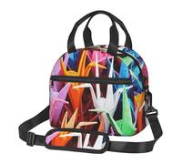 FHPCE Sac à déjeuner isotherme pour femme, sac à déjeuner avec poche latérale, grues en papier origami, sac fourre-tout