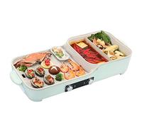 FHRKA Barbecue Portable Grill électrique Portable Grill électrique Portable Grill Teppanyaki intérieur Multifonctionnel Poêle antiadhésive 1600W Double température (Light Blue)