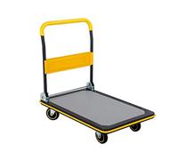 FHRKA Chariot de Courses Portable Chariot dessiné à Main Chariot en Acier Pliable 4 Roues Plates silencieuses Capacité de Charge 300 kg Entrepôt Jaune