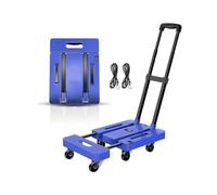 FHRKA Diable Pliant et Chariot Utilitaire - Chariot à Plateau Plat Robuste de 500 LB avec Roues, Portable et Trolley pour Voyager, déménager et Faire du Shopping (Blue)