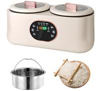 FHRKA Double mijoteuse, cuiseur à Riz 1,8 L 1,8 L avec casseroles Doubles, minuterie et Fonction de Maintien au Chaud, pour la Cuisson de la Bouillie et Le Chauffage du Riz