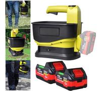 FHRKA Épandeur de semences de Gazon portatif 5,5 L, épandeur d;Engrais sans Fil, épandeur de semences de Gazon, épandeur de sel alimenté par 2 Batteries de 4,0 Ah