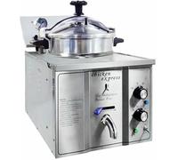 FHRKA Friteuse électrique de comptoir à Pression, en Acier Inoxydable, avec système de vidange d;Huile, sécurité Enfant et Support pour Couvercle.