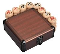 FHRKA Jeu d'échecs Traditionnel Chinois Xiangqi pour 2 Joueurs - Pièces Portables en Bois de hêtre avec Plateau en Cuir et boîte Cadeau (3.8cm/1.5in)