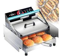 FHRKA Machine à Griller Les Hamburgers à Contrôle Intelligent, Réglage 50-300°C, Grille-Pain Électrique Commercial 750 W - 2000 W pour Hamburgers (12Burger)