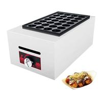 FHRKA Machine à takoyaki Professionnelle à gaz, Grill à boulettes de Poisson 28/56 Trous avec Plaque antiadhésive de 40 mm, Appareil à boulettes de Poulpe en Acier Inoxydable (28)