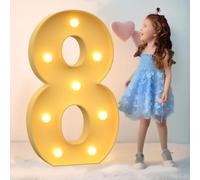 FHRKA Mariages Décoration 4Ft Chapiteau Illuminer Les numéros 0-9 Mosaïque Chapiteau Numéros Lumières Signe pour Ballons Anniversaire Anniversaire Fête Décor (Numeric 8 120cm)