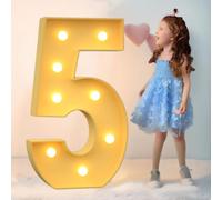 FHRKA Mariages Décoration 4Ft Chapiteau Illuminer Les numéros 0-9 Mosaïque Chapiteau Numéros Lumières Signe pour Ballons Anniversaire Anniversaire Fête Décor (Numeric 5 120cm)