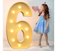 FHRKA Mariages Décoration 4Ft Chapiteau Illuminer Les numéros 0-9 Mosaïque Chapiteau Numéros Lumières Signe pour Ballons Anniversaire Anniversaire Fête Décor (Numeric 6 100cm)