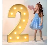 FHRKA Mariages Décoration 4Ft Chapiteau Illuminer Les numéros 0-9 Mosaïque Chapiteau Numéros Lumières Signe pour Ballons Anniversaire Anniversaire Fête Décor (Numeric 2 100cm)