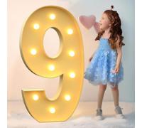 FHRKA Mariages Décoration 4Ft Chapiteau Illuminer Les numéros 0-9 Mosaïque Chapiteau Numéros Lumières Signe pour Ballons Anniversaire Anniversaire Fête Décor (Numeric 9 120cm)