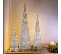 FHS Jeu de cônes à 3 piles ww LED argent 80,60&40cm