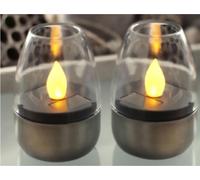 FHS Set de 2 lampes de table solaires avec 1 LED blanche chacune, taille : 6X 8,8cm,