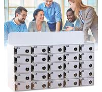 FHSLKXIM Acrylic Mobile Phone Storage Cabinet with Key Lock 60 Grids White Ideal for Home School Office Factory Workshop Organize and Secure Your Mobile Phones,White,25Slots