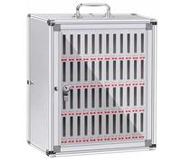 FHSLKXIM Aluminum Alloy Cell Phone Storage Cabinet Wall Mounted Lock Box with 48 Slots for Classroom Meeting Room Gym Factory Phone Organizers for Secure Organization and Storage,Silver,48 Slots