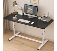 FHSLKXIM Bureau Assis-Debout Réglable en 5 Positions, avec Pieds en Acier Renforcé, Facile À Installer, Idéal pour Le Télétravail Ou Le Bureau À Domicile, Noir, 140 X 60 Cm