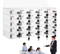 FHSLKXIM Cell Phone Lock Box with Door Locks and Keys - Wall-Mounted Acrylic Cell Phones Storage Cabinet for Office,School,Classroom,25slots