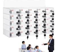 FHSLKXIM Cell Phone Lock Box with Door Locks and Keys - Wall-Mounted Acrylic Pocket Locker for Office School Classroom Factory - Phones Storage Cabinet,25slots