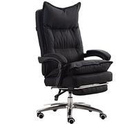 FHSLKXIM Chaise De Bureau À Dossier Haut avec Accoudoirs Et Repose-Pieds, Chaise Inclinable De Jeu, Chaise De Bureau en Tissu Exécutif, Chaises Pc Ergonomiques, Chaise De Bureau À,Black