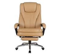FHSLKXIM Chaises De Bureau Inclinables pour Cadres, Chaise De Bureau Pivotante Ergonomique Et Relaxante en Cuir À Dossier Haut Rembourré avec Repose-Pieds, Chaise De Bureau Stabil，Khaki-with Footrest