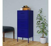 FHSLKXIM Classeur Métallique À 3 Tiroirs avec Rangement Indépendant pour Garde-Manger De Cuisine, Finition Noire Et Bleue