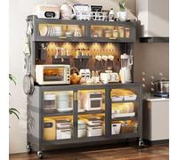 FHSLKXIM Étagère De Four À Micro-Ondes avec Porte Rabattable, Console D'Opérateur Ouverte Créative pour Cuisine, Salle À Manger, Salon, Couleur Unique, 120 Cm/47 Po