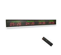FHSLKXIM Horloge Mondiale 4 Villes, Horloge Numérique LED, avec Télécommande, 5 Niveaux De Luminosité Réglables, pour Entreprises Multinationales, Hôtels, Bureaux