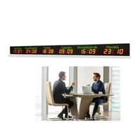 FHSLKXIM Horloge Multi-Fuseaux Horaires À 6 Chiffres, Horloge Mondiale À 6 Villes, Réglage De La Luminosité sur 5 Niveaux, Calibrage Automatique, Fonction Heure D'Été, pour Hôtels, Multinationales