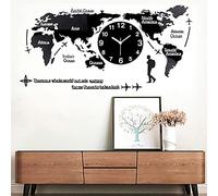 FHSLKXIM Horloge Murale Carte du Monde, Horloge Décorative Moderne Silencieuse sans Tic-Tac pour Salon, Bureau, Chambre, Décoration D'Intérieur Créative, 100 X 48 Cm