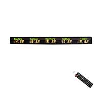 FHSLKXIM Horloge Murale Numérique À LED avec Fuseau Horaire Mondial Et Luminosité Réglable pour Hôtels, Aéroports Et Entreprises, 5 Villes