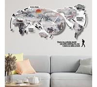 FHSLKXIM Horloge Murale Silencieuse en Acrylique, Style Nordique Moderne Et Minimaliste, Idéale pour La Maison, Le Salon, Le Bureau, Le Café Ou L'Hôtel. Horloge Murale avec Carte du Monde.
