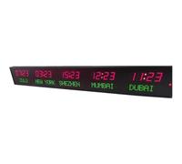 FHSLKXIM Horloge Numérique Multi-Fuseaux Horaires, 5 Fuseaux Horaires Mondiaux, 3 Niveaux De Réglage De La Luminosité, Ville Modifiable, pour Entreprises Multinationales, Hôtels, Bureaux