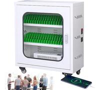 FHSLKXIM Mobile Phone Storage Cabinet with Portable Charging and Secure Rechargeable Feature Wall Mounted 12 Slot Organizer with Four Universal Wheels,40Slots