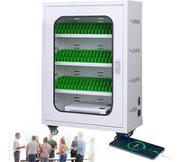 FHSLKXIM Mobile Phone Storage Cabinet with Portable Charging and Secure Rechargeable Feature Wall Mounted 12 Slot Organizer with Four Universal Wheels,50Slots