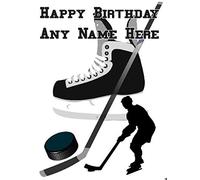 FHT32 Carte d'anniversaire personnalisée Motif hockey sur glace Format A5