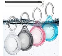 Fhtase Lot de 4 porte-étiquettes étanches pour collier de chien, bagages, porte-clés de traqueur, couverture intégrale à 360° Transparent