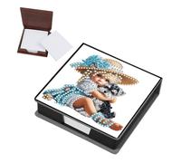 FHTech Store Boîte de rangement créative pour notes et mémos avec motif mosaïque artistique pour la maison, l'école et le lieu de travail (fille et chien 1)