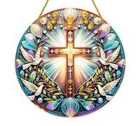 FHTech Store Kit de peinture diamant double face Dieu Bless You Cross Kit d'ornements à suspendre Forme spéciale Décoration de table