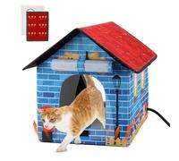 FHTONGE Niche chauffante pour chats d'extérieur en hiver, abri chauffant pour chat sauvage et résistant aux intempéries, cabane isolée pour chat errant et pliable avec coussin auto-chauffant pour