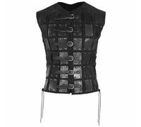 FHUILIJH Armure de Poitrine médiévale rétro - Épaulières en Cuir de samouraï - pour Costume de Cosplay médiéval,Noir,50cm