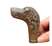 FHUILIJH Bâton de Marche tête de Chien en cuivre Pur - Remplacement de la poignée du bâton de Marche - poignées décoratives pour Hommes et Femmes,Laiton,8cm