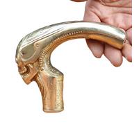 FHUILIJH Canne de Marche crâne - Bâton de Marche de crâne de cuivre Pur - Cannes de crâne pour Hommes, Femmes,Laiton,12cm